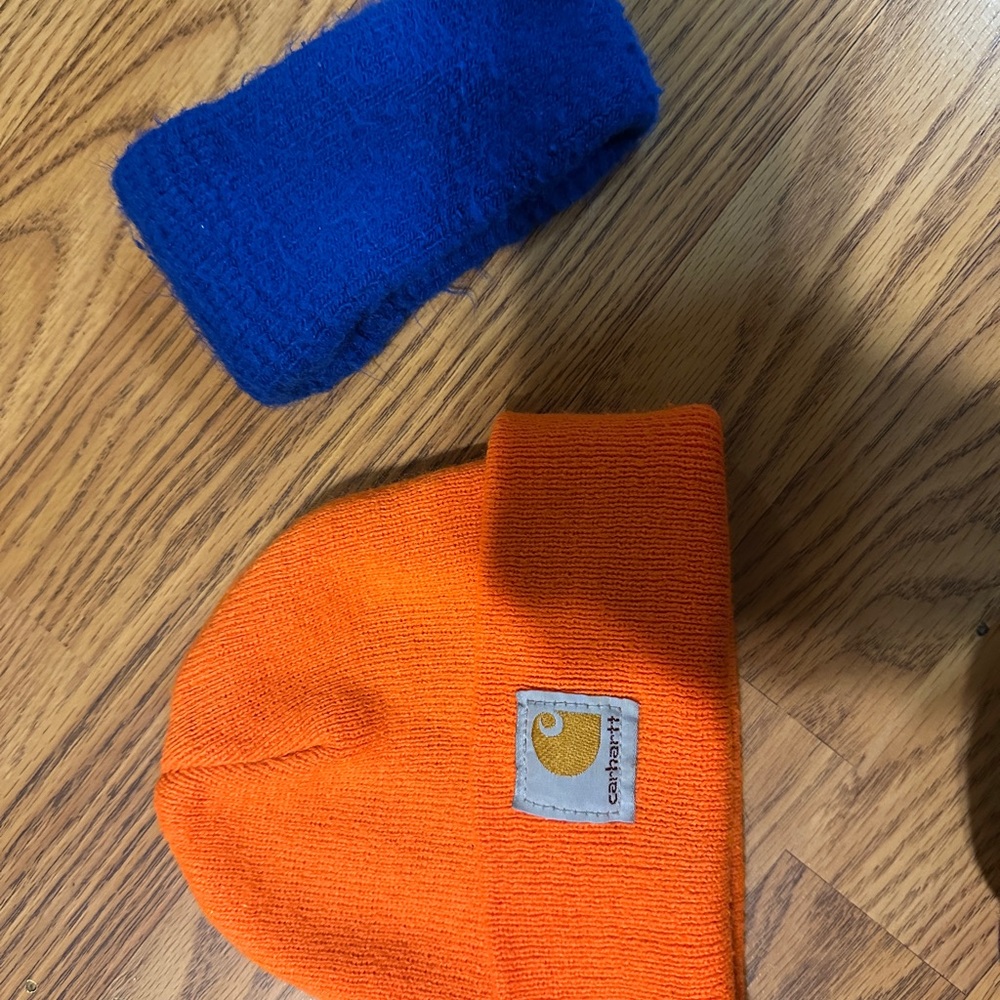 Carhartt Kids Orange Beanie with Royal Blue Accent